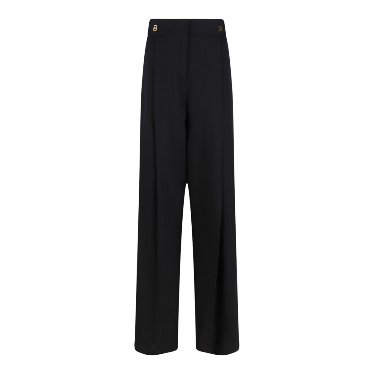 Black Crepe Trousers With Logo Details