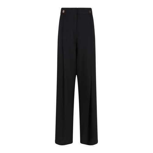 Black Crepe Trousers With Logo Details