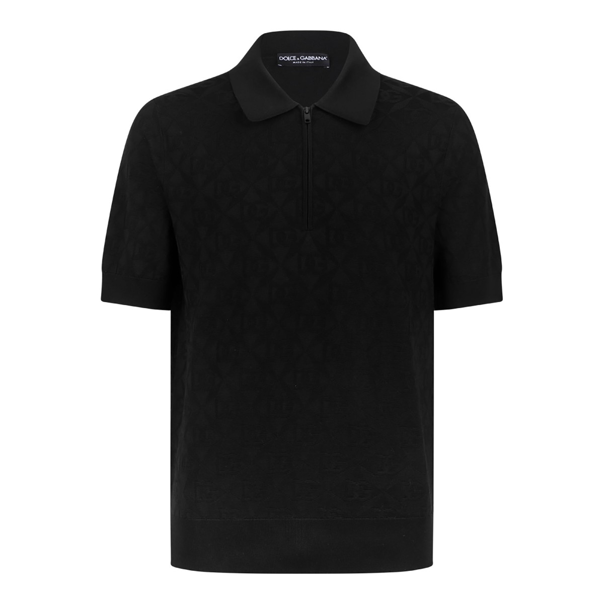 Black Logo Jacquard Polo Shirt