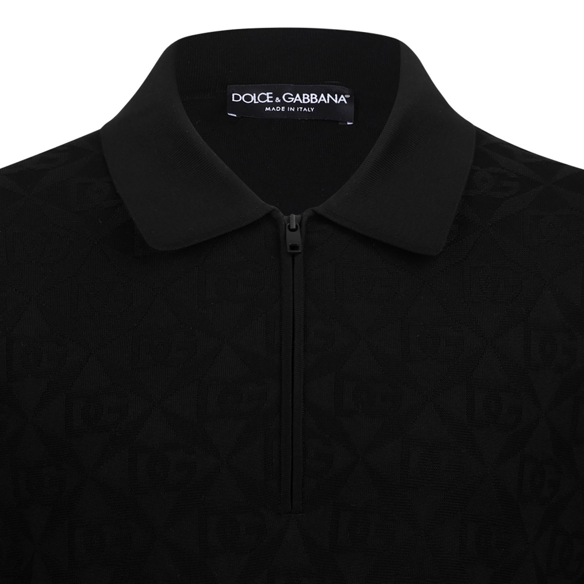 Black Logo Jacquard Polo Shirt