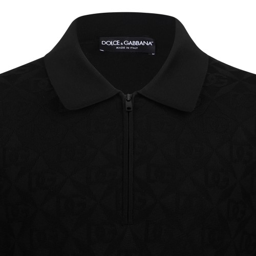Black Logo Jacquard Polo Shirt