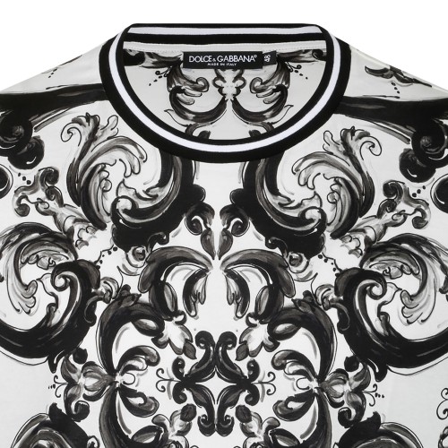 Black Majolica-Print Short-Sleeved T-Shirt