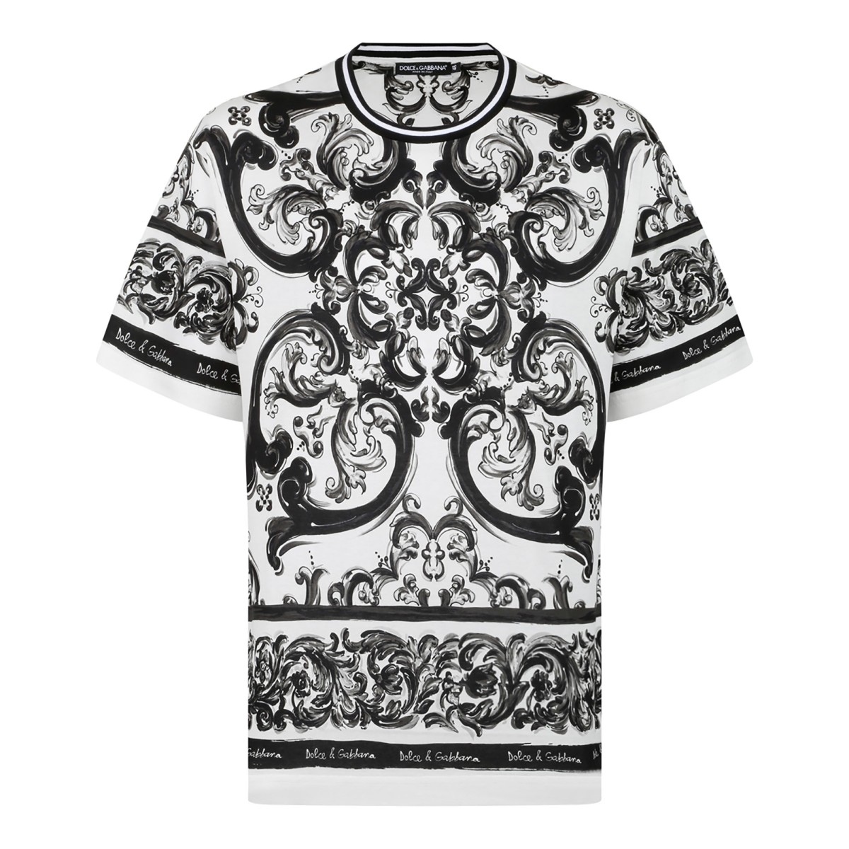 Black Majolica-Print Short-Sleeved T-Shirt