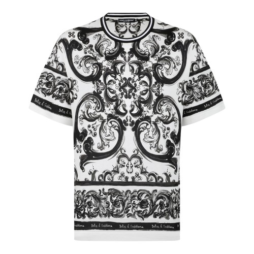 Black Majolica-Print Short-Sleeved T-Shirt