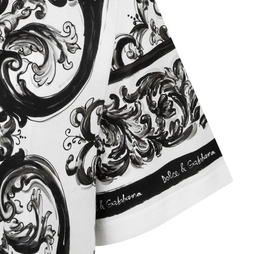 Black Majolica-Print Short-Sleeved T-Shirt