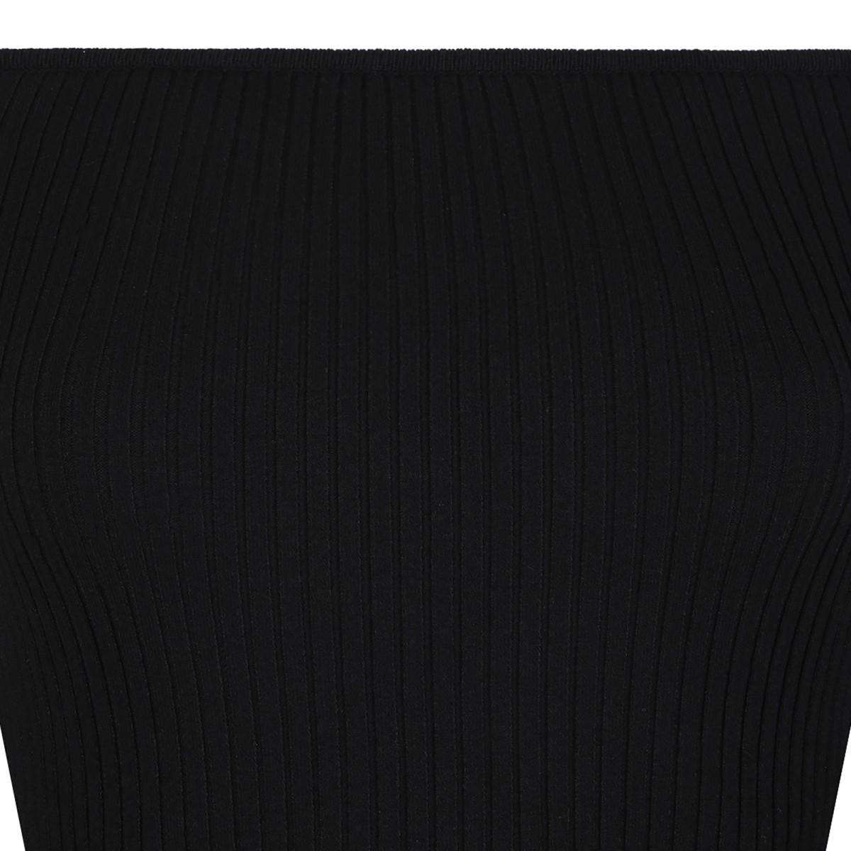 Black Off-Shoulder Rib Knit Top