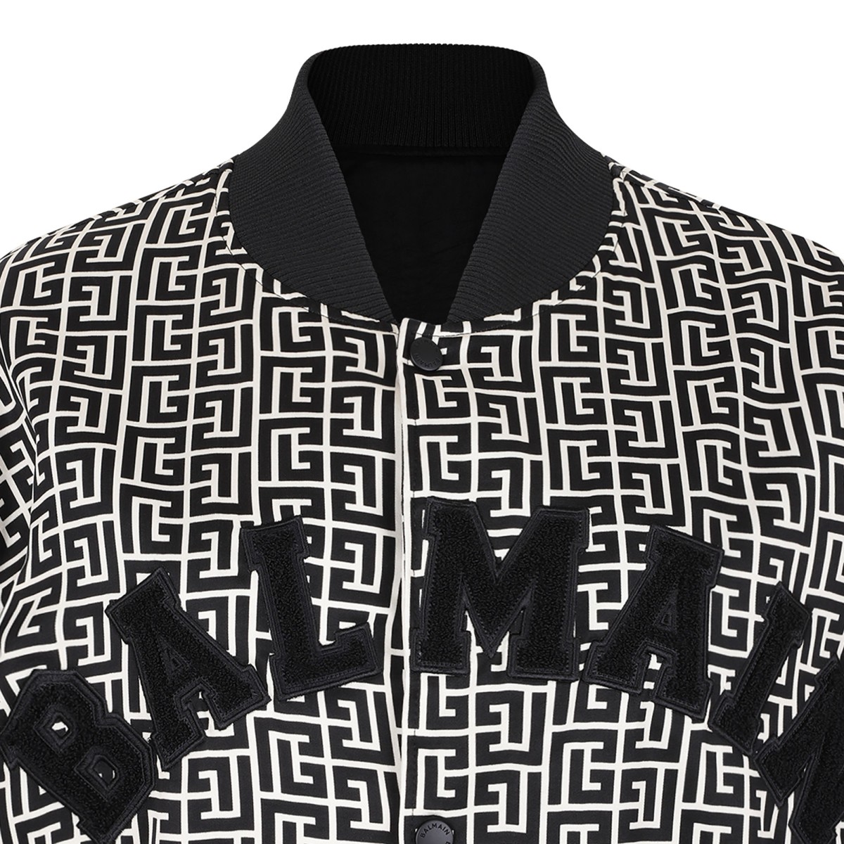 Black PB Monogram Jacquard Varsity Jacket Maze