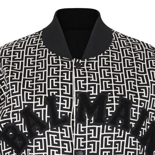 Black PB Monogram Jacquard Varsity Jacket Maze