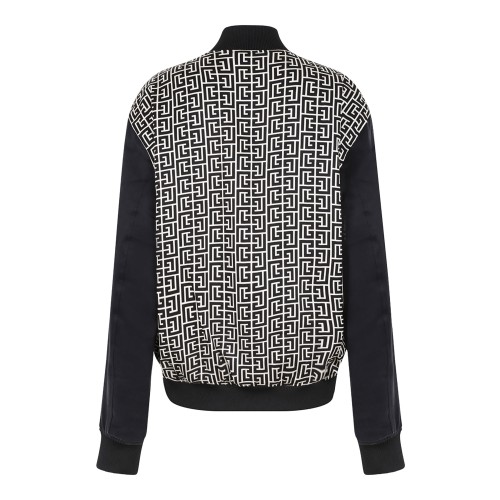 Black PB Monogram Jacquard Varsity Jacket Maze 2