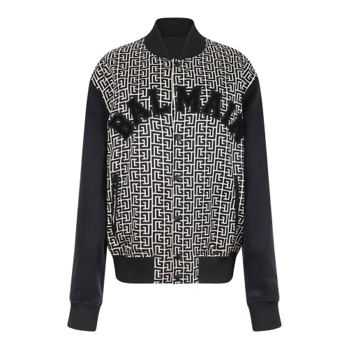 Black PB Monogram Jacquard Varsity Jacket Maze