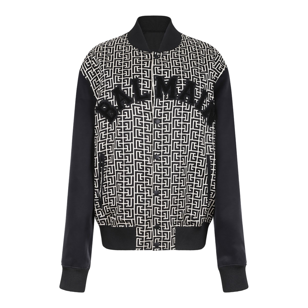 Black PB Monogram Jacquard Varsity Jacket Maze