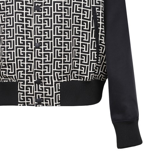 Black PB Monogram Jacquard Varsity Jacket Maze