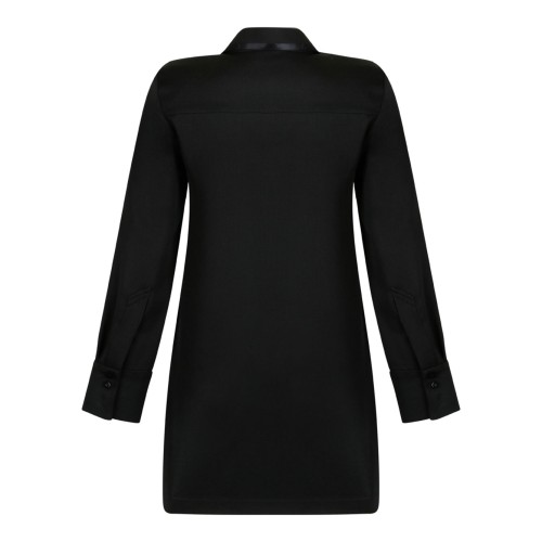 Black Zip-Front Mini Shirt Dress