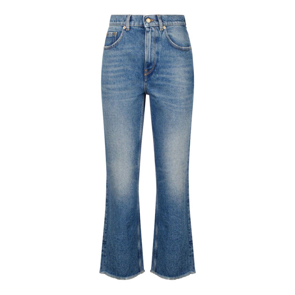 Blue Cropped Flare Jeans