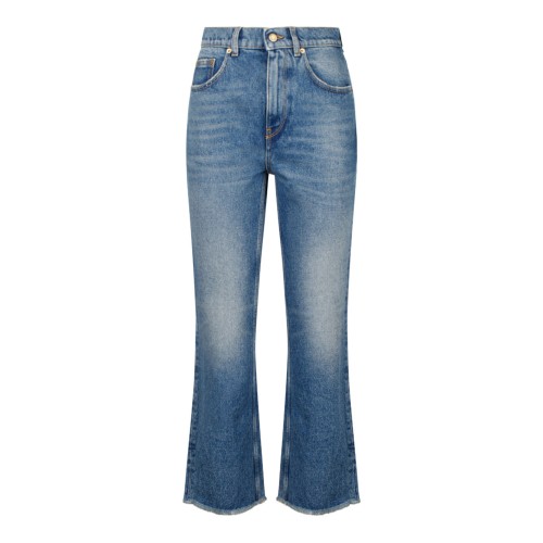 Blue Cropped Flare Jeans