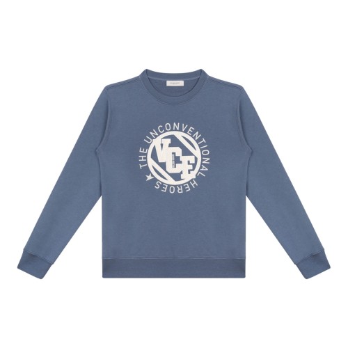 Blue Sweatshirt With Embossed Patches