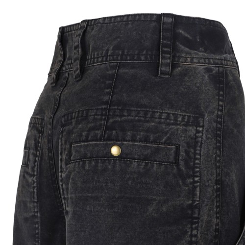 Faded Black Pleated Jeans