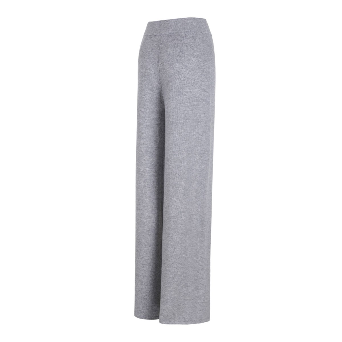 Grey Wide-Leg Knit Trousers