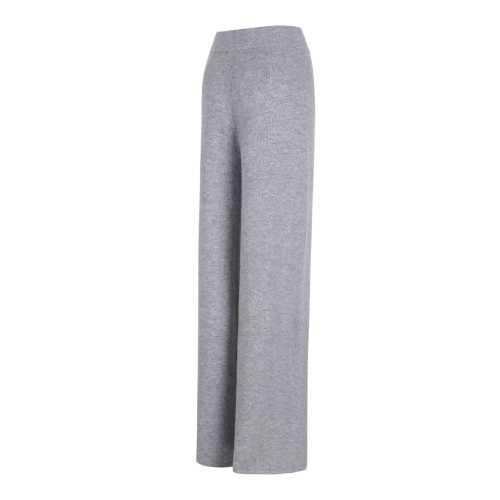 Grey Wide-Leg Knit Trousers