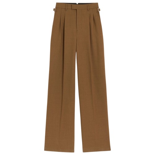 Hazelnut Light Wool Twill Wide Trousers