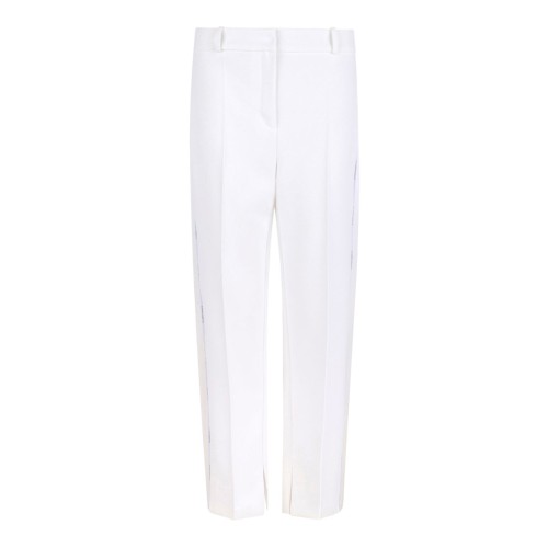 Ivory White Trousers In Crepe Fabric