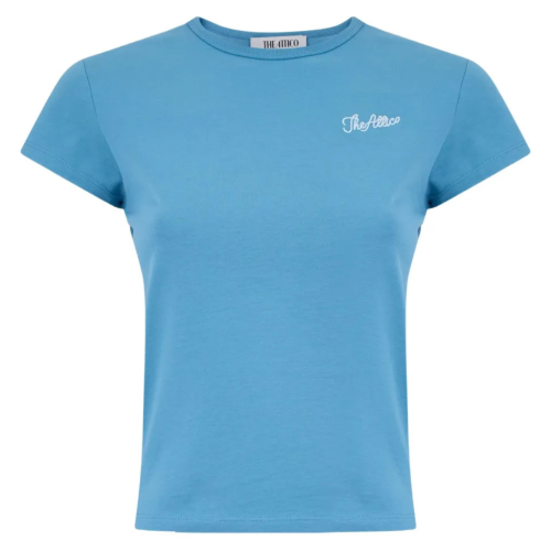 Light Blue Logo Embroidered T-Shirt