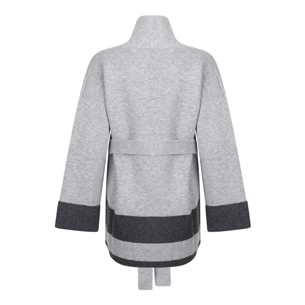 Light Grey and Grey Belted Cardigan
