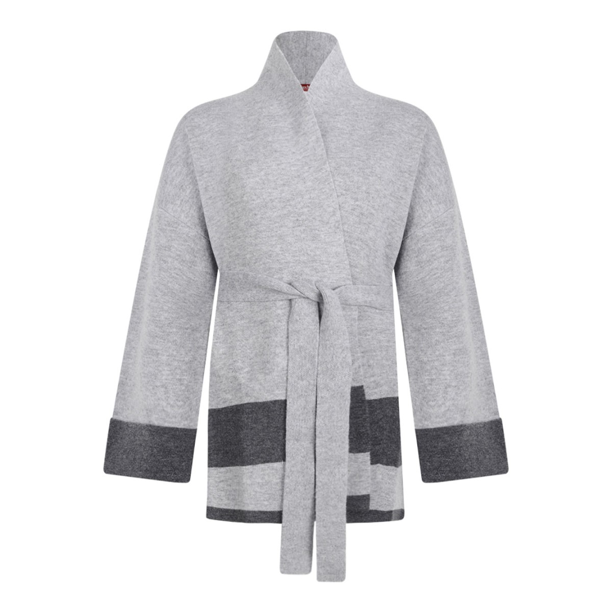 Light Grey and Grey Belted Cardigan