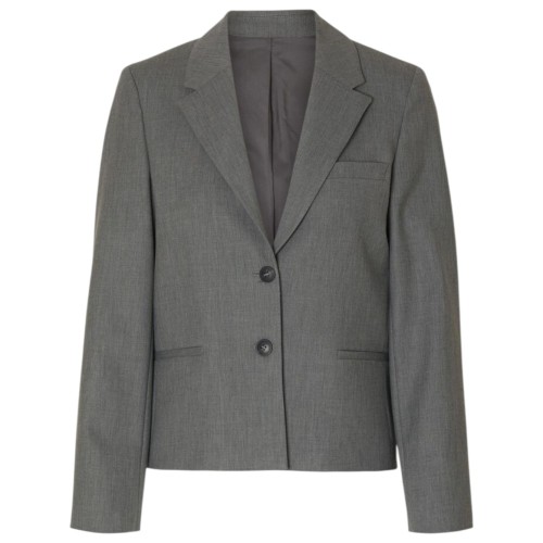Medium Grey Melange Cropped Blazer