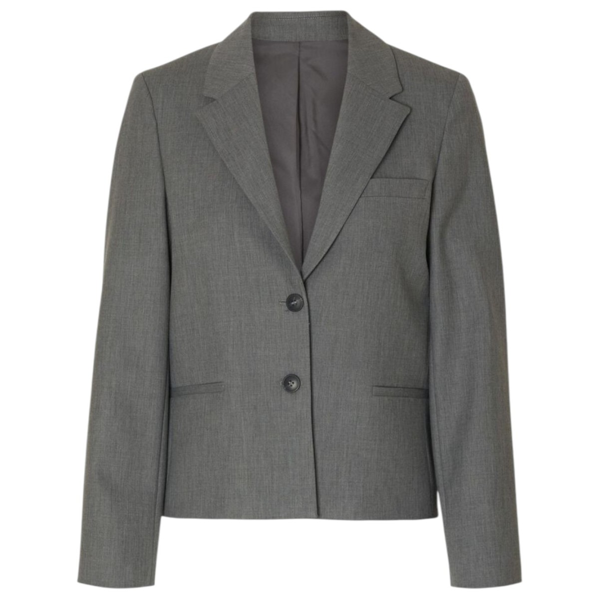 Medium Grey Melange Cropped Blazer