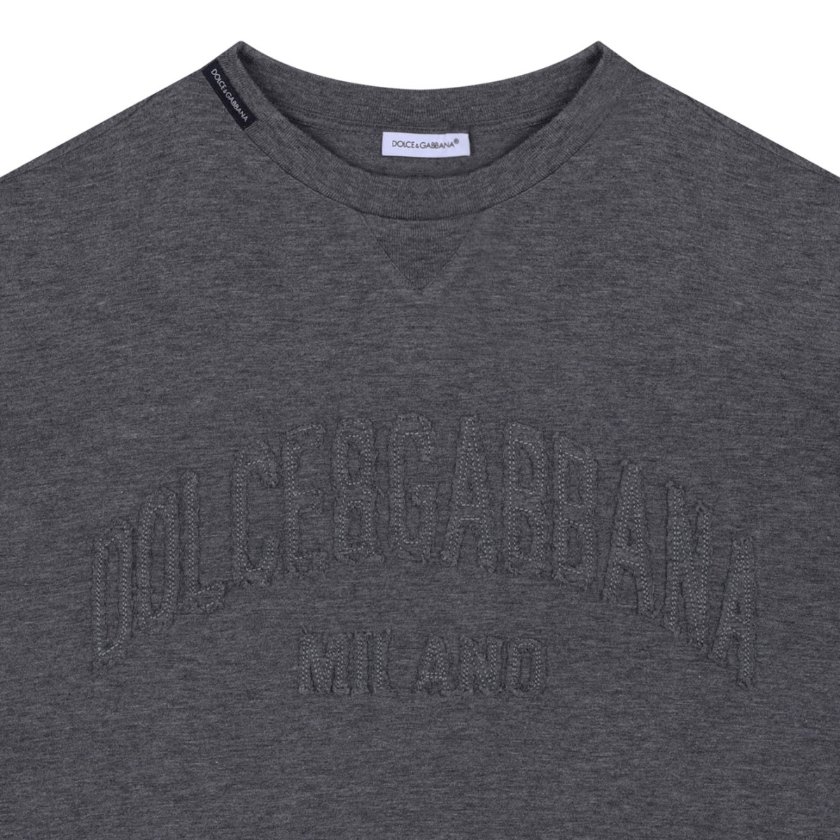 Melange Grey Embossed-Logo T-Shirt