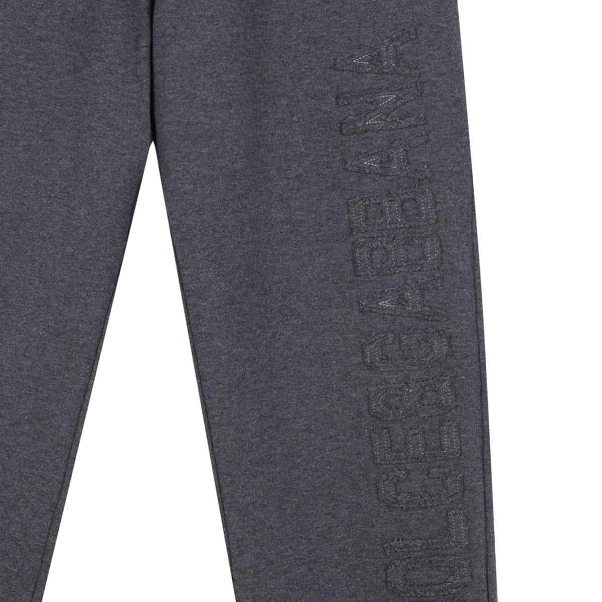 Melange Grey Embroidered Logo Trousers