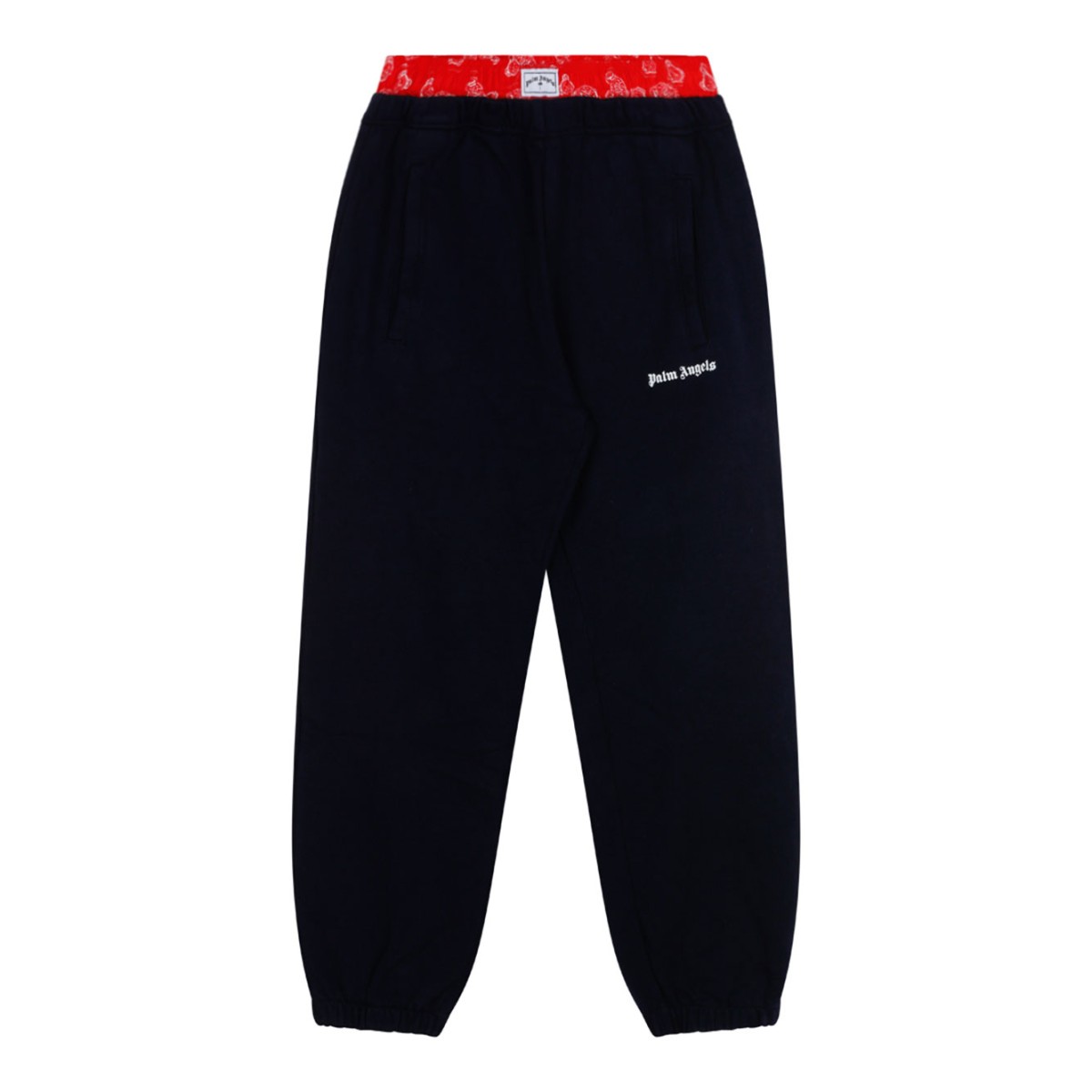 Navy Blue and Red Cotton Track Pants