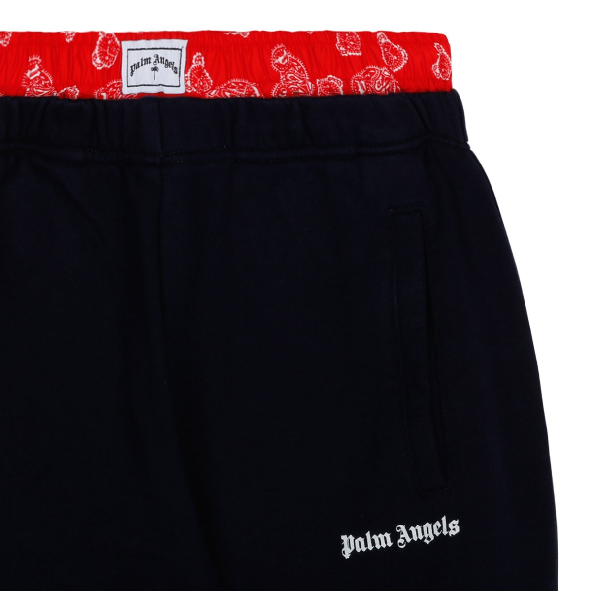 Navy Blue and Red Cotton Track Pants