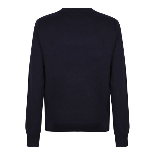 Navy Blue Logo Intarsia Knit Jumper