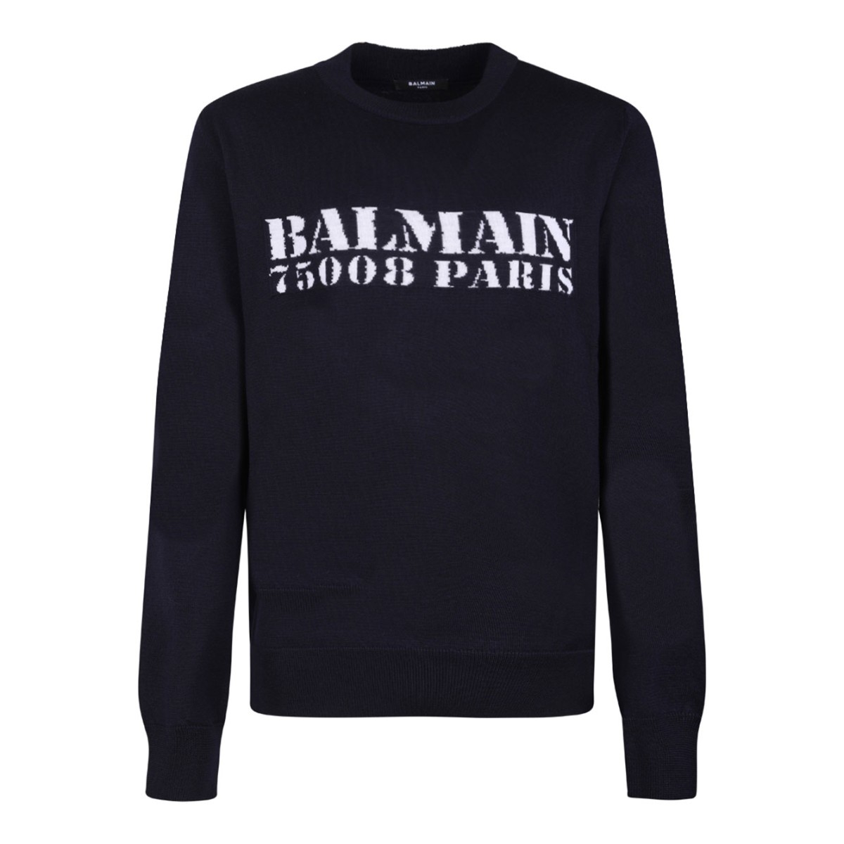 Navy Blue Logo Intarsia Knit Jumper