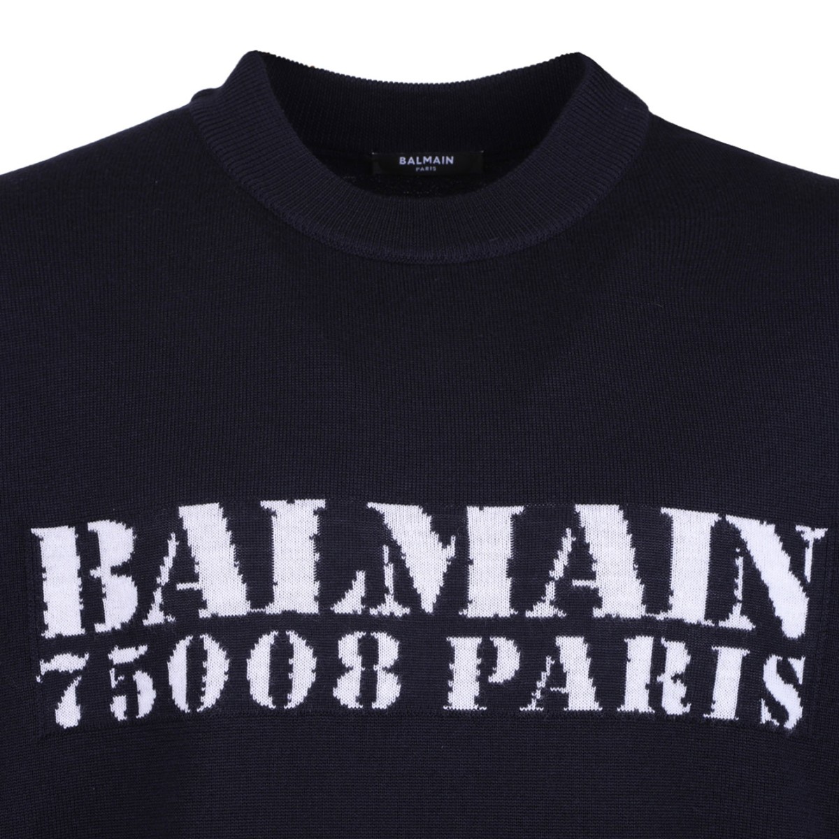 Navy Blue Logo Intarsia Knit Jumper