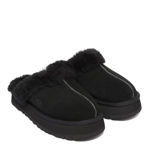 Black Disquette Platform Slippers