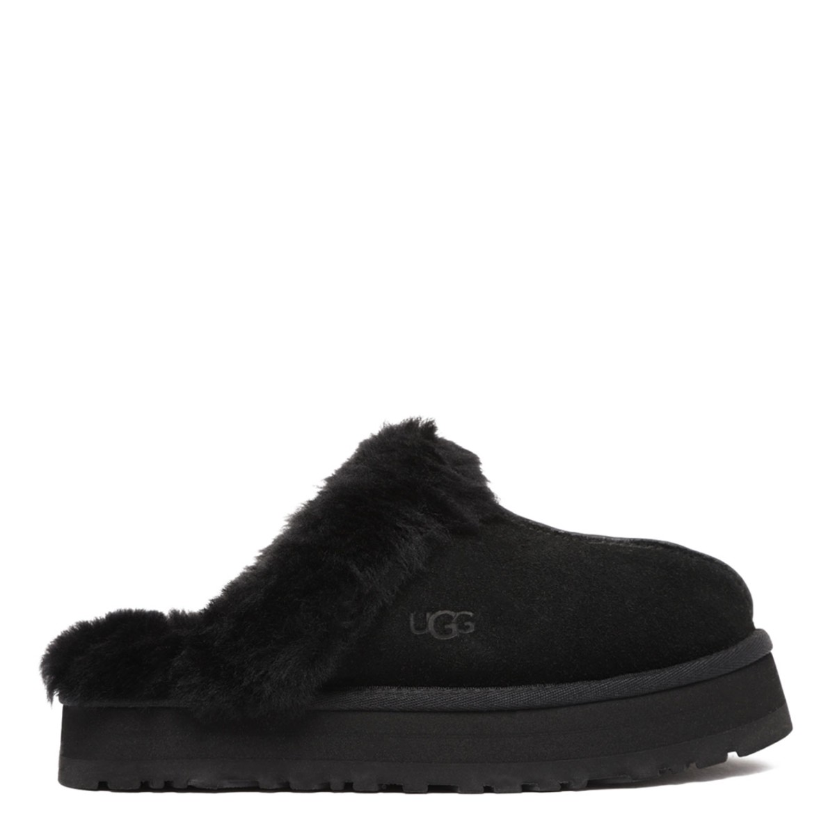 Black Disquette Platform Slippers