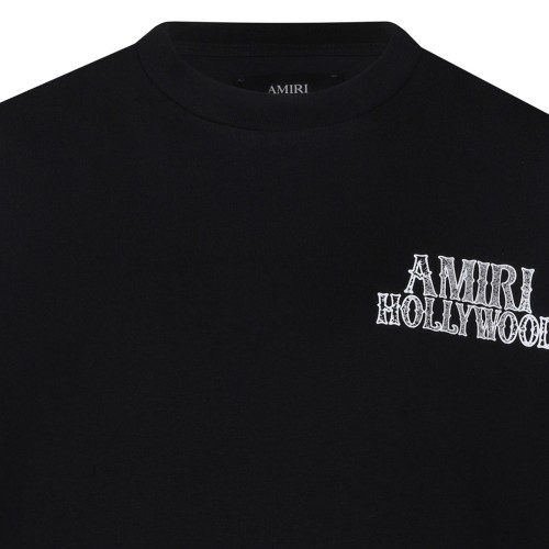Black Hollywood Print Cotton T-Shirt