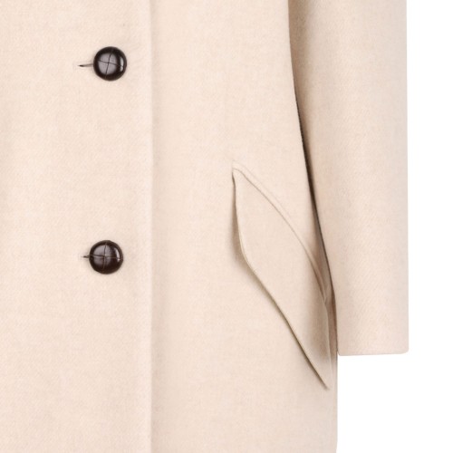 Ecru Florane Wool Blend Long Coat