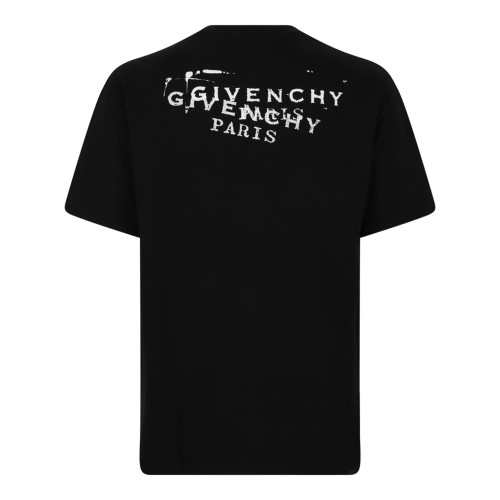 Black Cotton T-Shirt With Logo Stamp Print