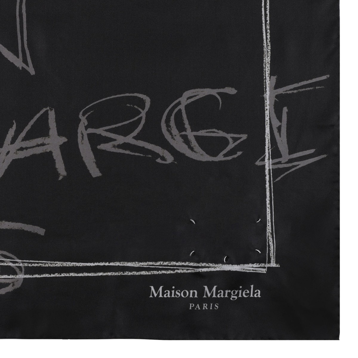 Graphite Scribbled Numerical Silk Foulard