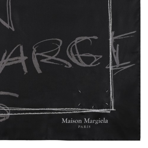 Graphite Scribbled Numerical Silk Foulard