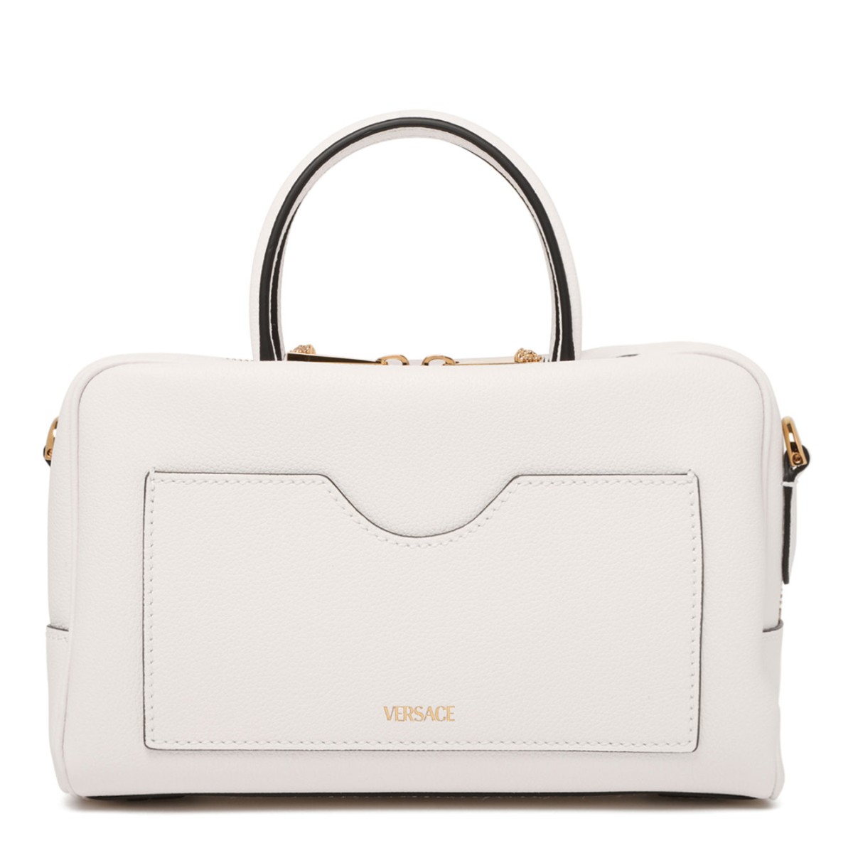 White The Medusa Leather Boston Bag