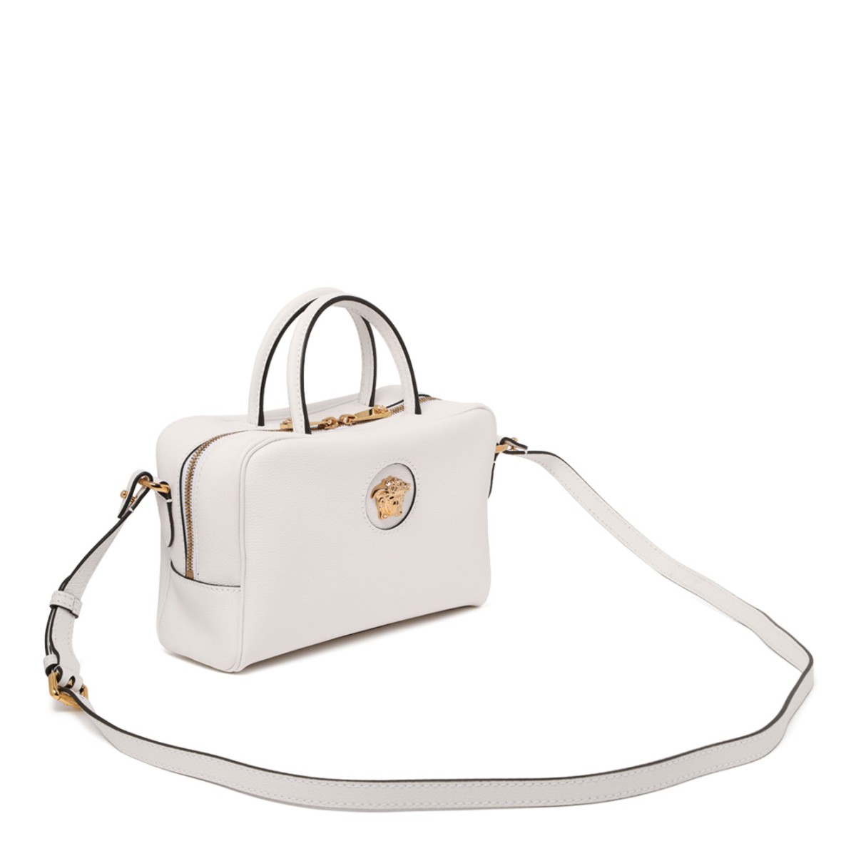 White The Medusa Leather Boston Bag