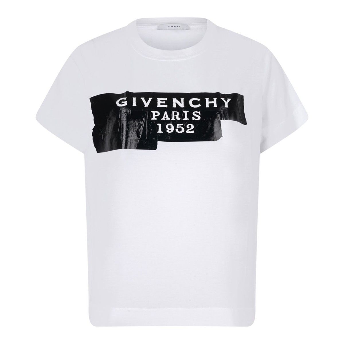 White Cotton T-Shirt with Givenchy Tape