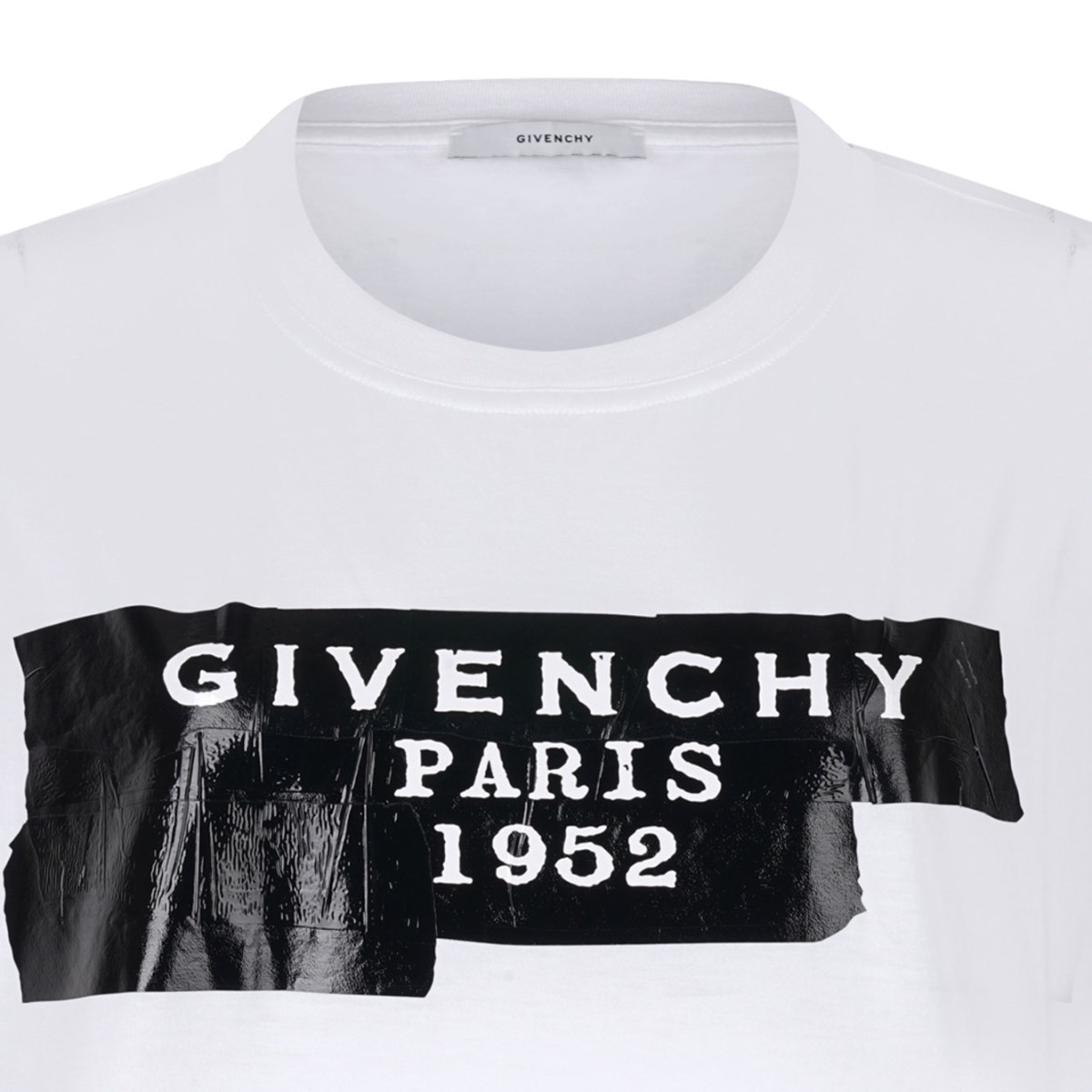 White Cotton T-Shirt with Givenchy Tape