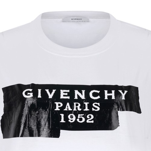 White Cotton T-Shirt with Givenchy Tape