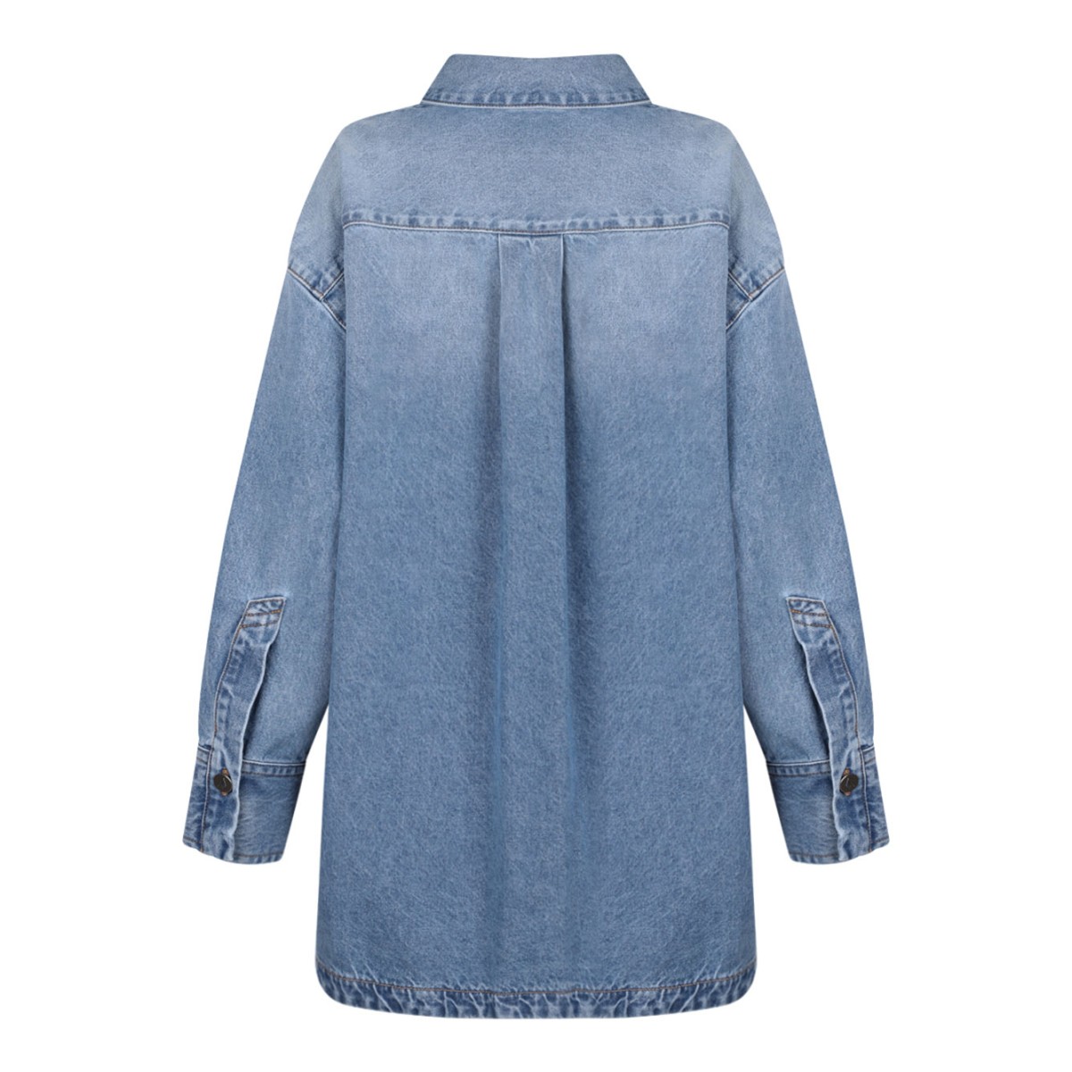 Sky Blue Asymmetric Hem Denim Shirt